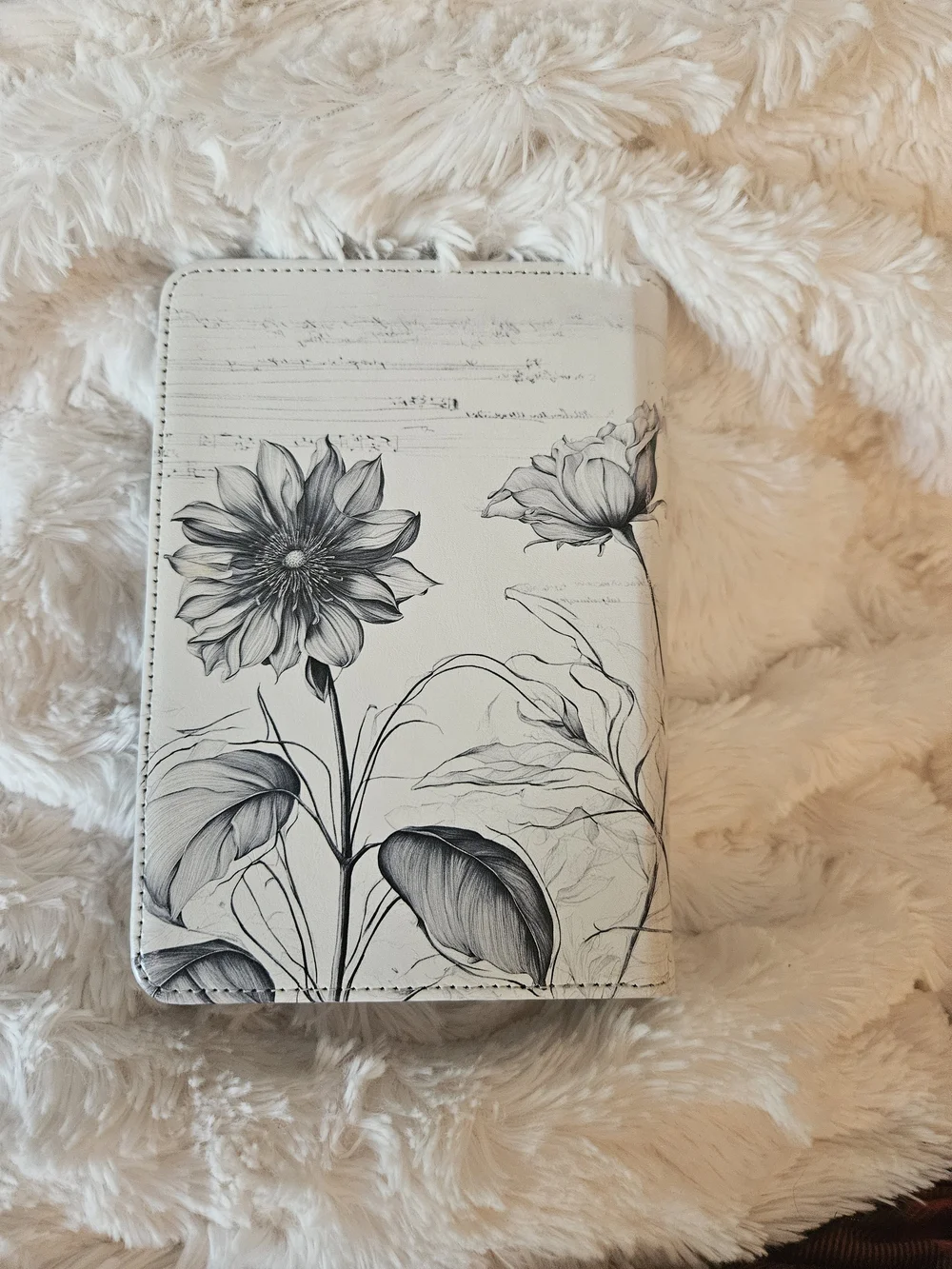Floral Sketch White Kindle Cover